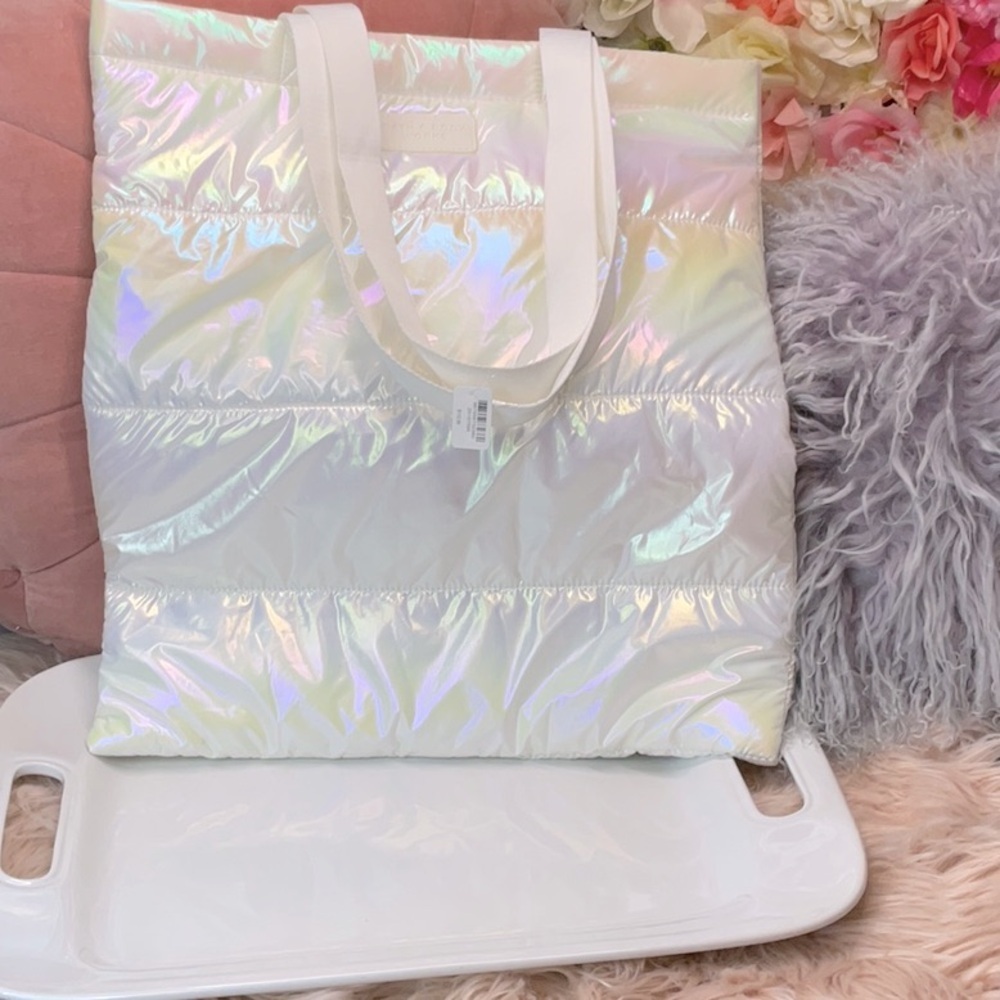 Bath & Body Works Iridescent White Puffer Bag Tote